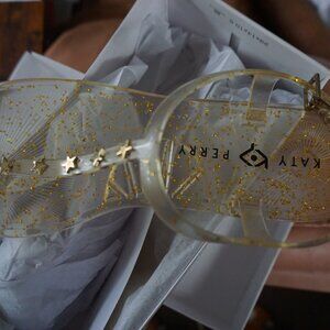 NEW Katy Perry THE GELI - Gold Stars Clear T STRAP Sandals $49 Size 10